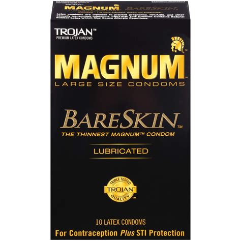 Trojan Magnum Bareskin Lubricated Large Size Condoms 10 Ea Pack Of 3