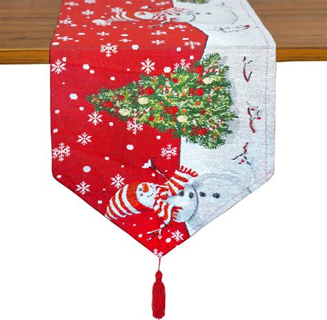 Amazon Derayee Christmas Snowman Table Runner Red Winter Holiday