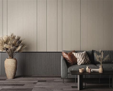 Premium Photo Wooden Wall Mock Up In Grey Modern Living Room With