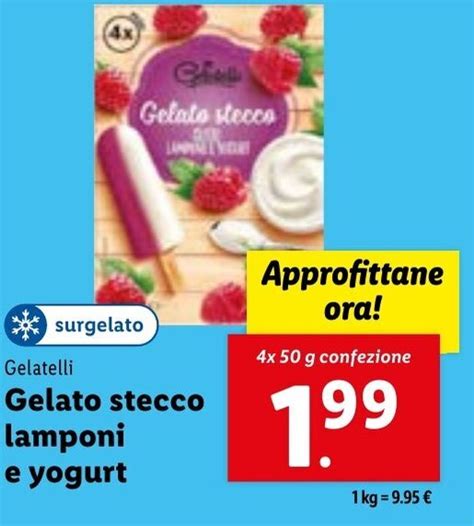 Surgelato Gelatelli Gelato Stecco Lamponi E Yogurt 4x 50 G Confezione