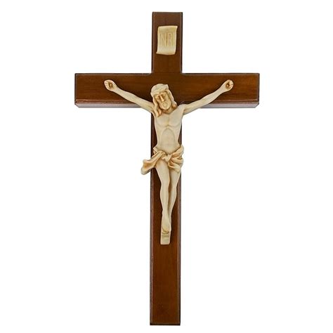 KAYU Natural Teak Wood Wall Hanging Cross Corpus Jesus Inri Statue