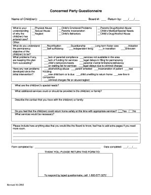 Daycare Concerned Party Questionnaire Fill Online Printable Fillable