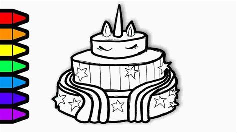 Kawaii Cake Coloring Page Drawing And Coloring Unicorn Cake Colouring