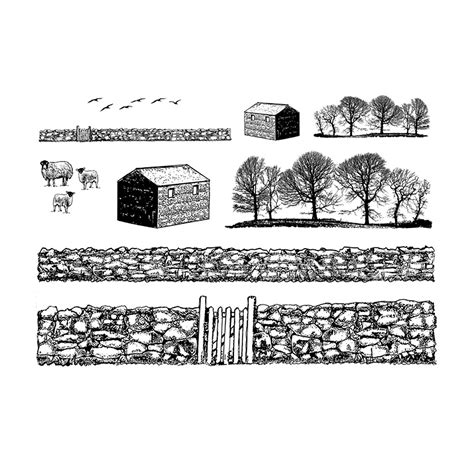 Crafty Individuals Ci Walls Barns And Trees Art Rubber Stamps