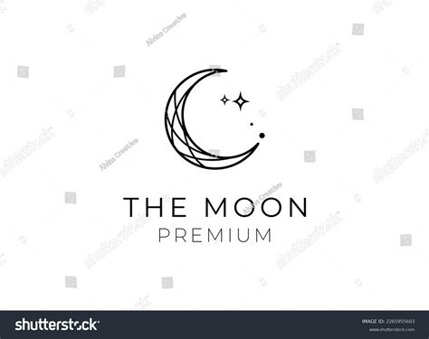 Elegant Crescent Moon Star Logo Design Stock Vector Royalty Free