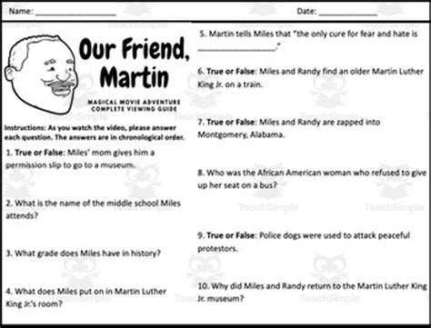 Our Friend, Martin (1999): Complete Video Guide by Teach Simple