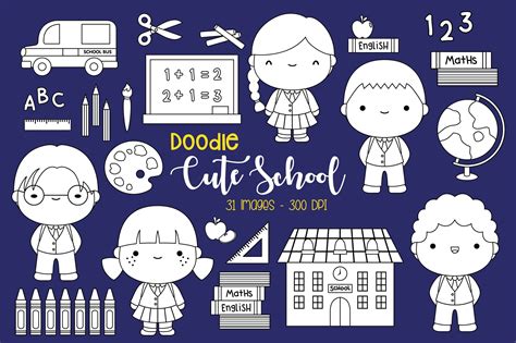 Doodle Cute School Kids Coloring Graphic By Inkley Studio · Creative