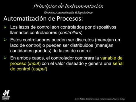 Principios De Instrumentación Símbolos Automatización Y Regulaciones