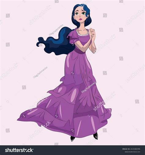 Princess Blue Hair Pink Dress Stock Vector Royalty Free 2137283795