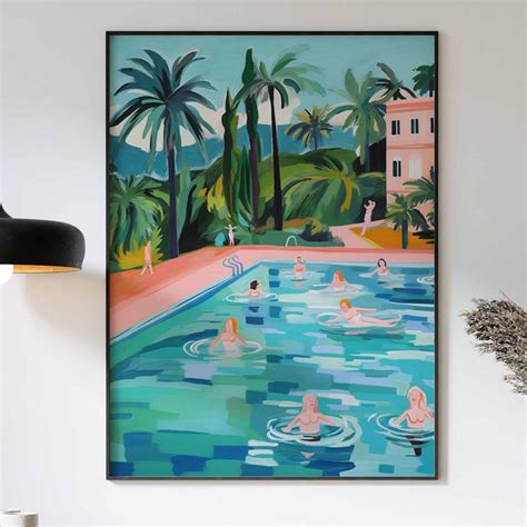 POSTER Boho Art, Swimming Pool Art, Swimming Poster, Bathroom Wall Art