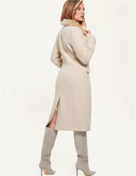 Shop Guess Online Faux Fur Collar Wool Blend Coat