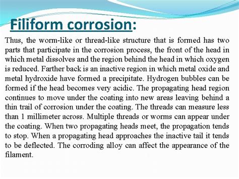 Filiform corrosion Materials Engineering Dr Lubna Ghalib Filiform