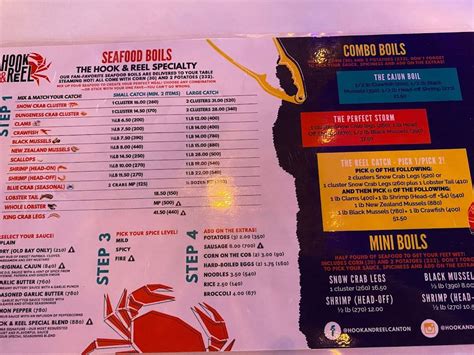 Menu At Hook And Reel Cajun Seafood And Bar Canton