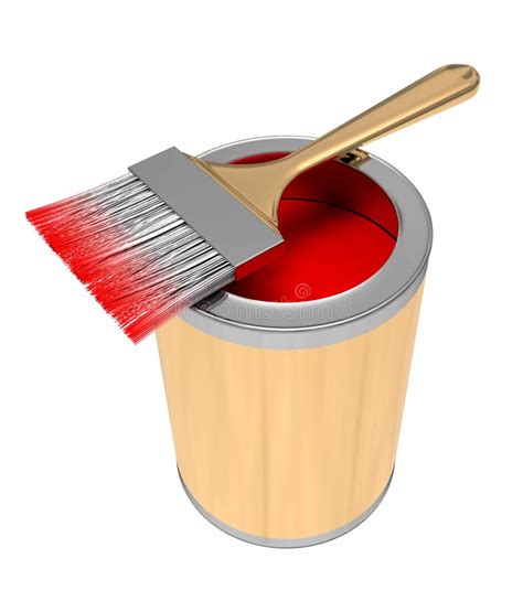 Tin With Paint And Brushes Stock Vector Illustration Of White 4504040