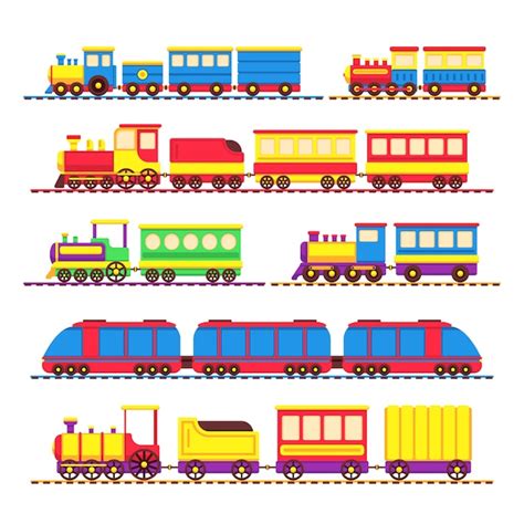 Dessin Animé Enfants Trains Jouets Vecteur Premium