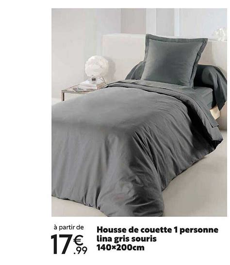 Promo Housse De Couette Personne Lina Gris Souris X Cm Chez