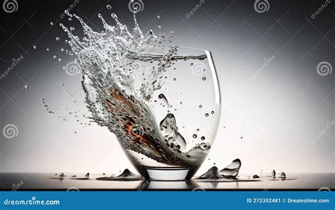 A Glass Filled With Water With A Splash Of Water On Top Of It Stock