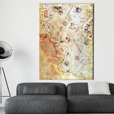 Piri Reis Map Antique Map Poster Piri Reis Art Vintage Map Etsy