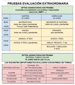 Calendario Pruebas Extraordinarias Ies Medina Albaida