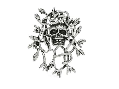 Skull Brooch With Snake Hairstyle Skull Jewel Silver Etsy