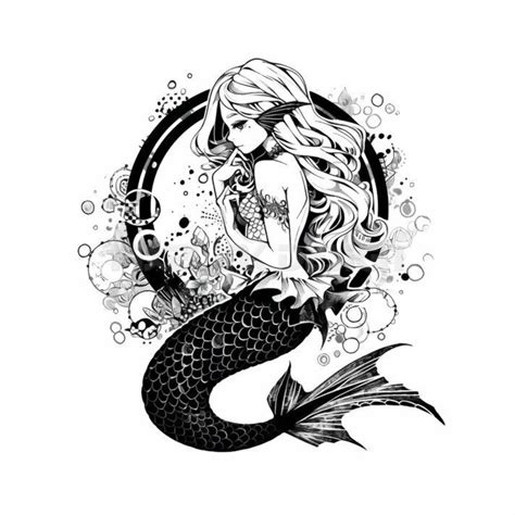 Mermaid Outline Tattoo