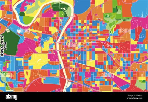 Colorful vector map of Iowa City, Iowa, USA. Art Map template for ...