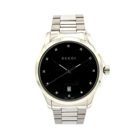 Gucci Gents Black Dial Stainless Steel Bracelet Watch 1264 8066253 New And Pre Loved Watches