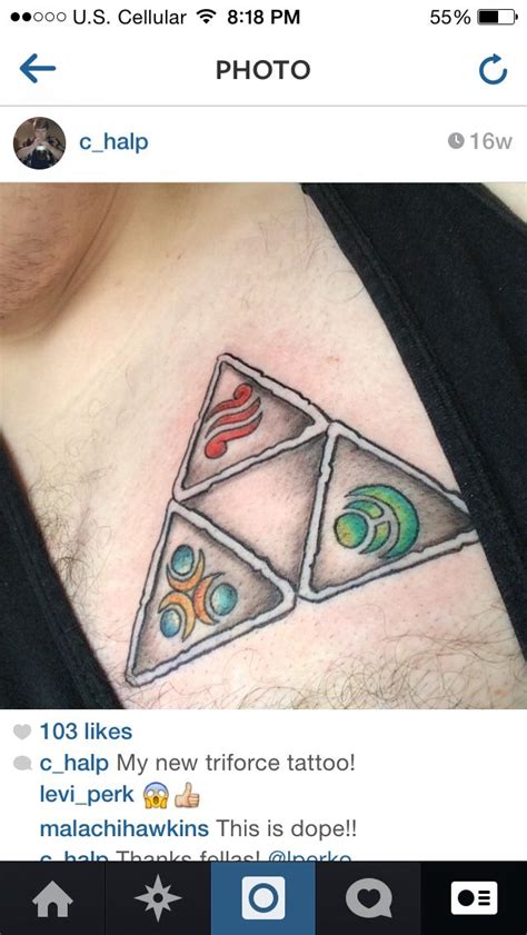 Courage, power, and wisdom. Triforce tattoo. | Tatuajes