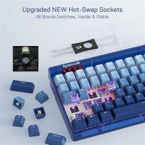Redragon Garen K656 PRO 3 Mode RGB 100 Keys Mechanical W Translucent Board Hot Swappable Socket