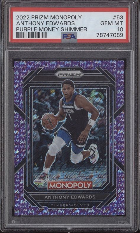 Anthony Edwards Prizm Monopoly Purple Money Shimmer Price