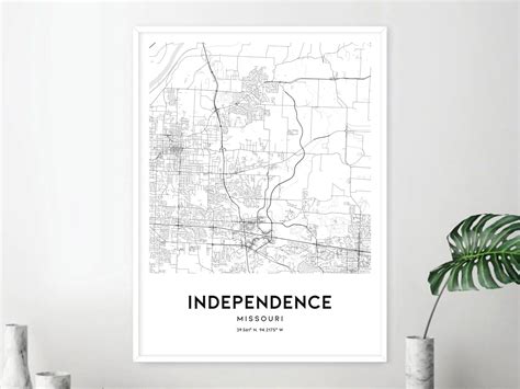 Independence Map Print Independence Map Poster Wall Art Mo City Map