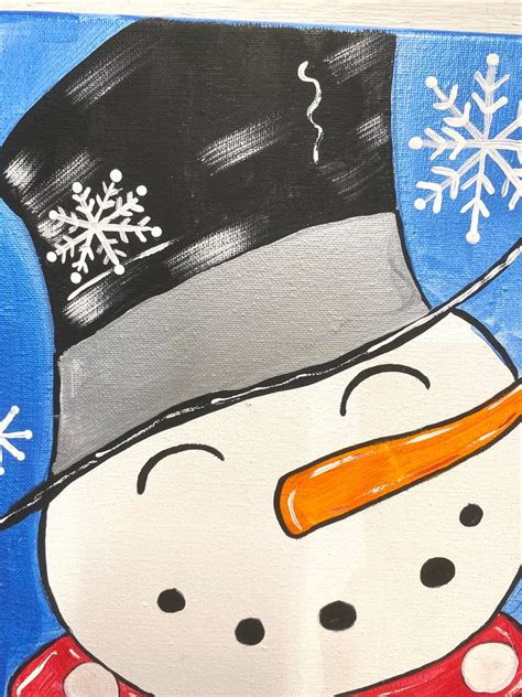 Christmas Snowmen Painting Happy Snowman Acrylic Painting Snowman In