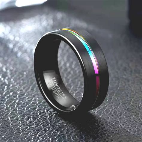 Anillos negros de acero de titanio para hombres joyería con dijes de