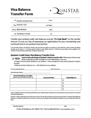 Fillable Online Visa Balance Transfer Form Amazon Web Services Fax