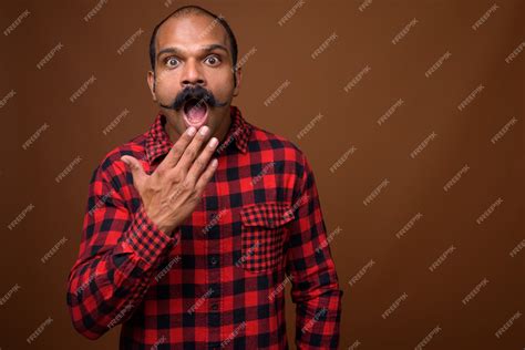 Premium Photo Portrait Of Indian Hipster Man With Mustache