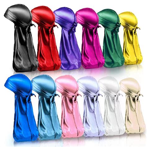 Bigeddie 12pcs Durag Pack Durags For Men Silky Silk Durag For Men Women Waves Satin Du Rag