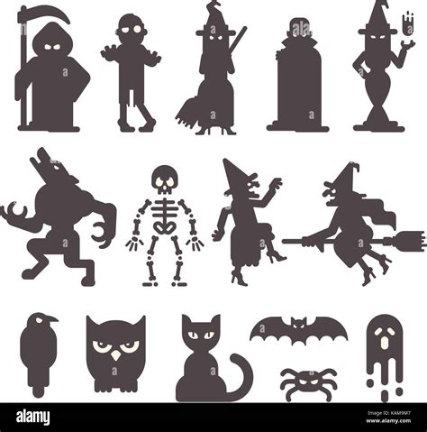 Conjunto De Caracteres De Halloween Siluetas Halloween Ilustraci N