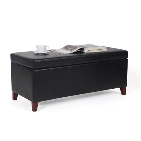 Homebeez 42 Inch Wide Rectangle Lift Top Storage Ottoman Bench Faux