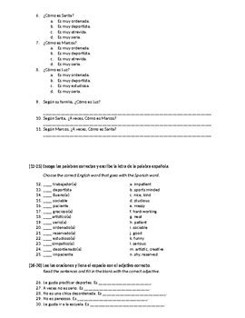 Spanish Realidades Unit B Test By Lasrastewart Tpt