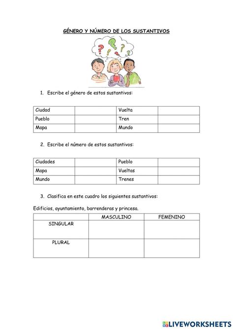 Género Y Números De Los Sustantivos Worksheet Live Worksheets