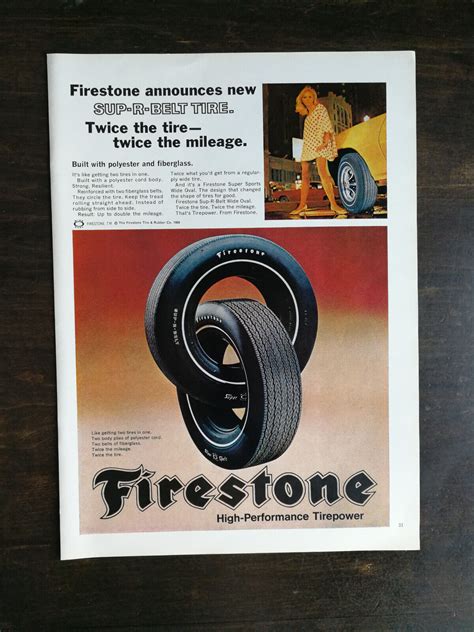 Vintage 1969 Firestone Super Belt Tire Full Page Original Ad 324 Ebay