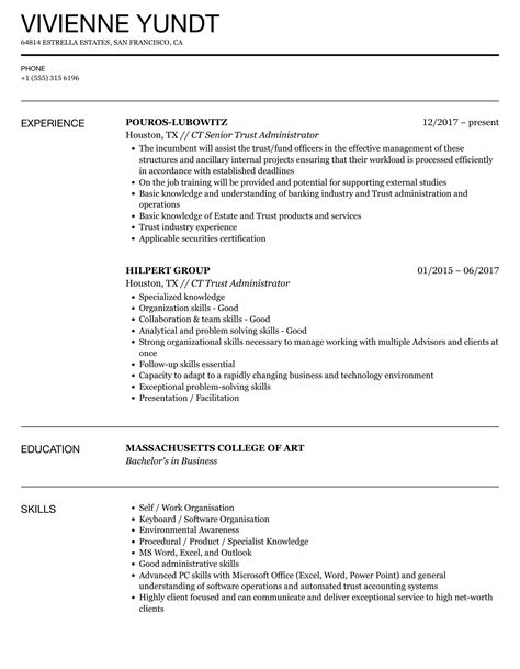 Trust Administrator Resume Samples Velvet Jobs