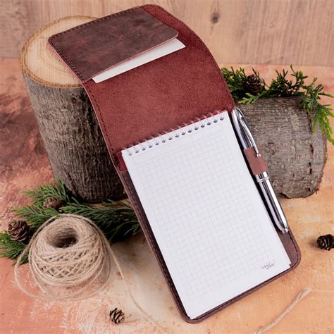 Mini Leather Journal With Pen Holder Etsy