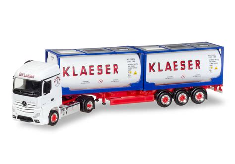 Herpa Mercedes Benz Actros Streamspace 2 5 Container Sattelzug Klaeser