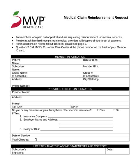 Free 6 Sample Medicare Reimbursement Forms In Pdf