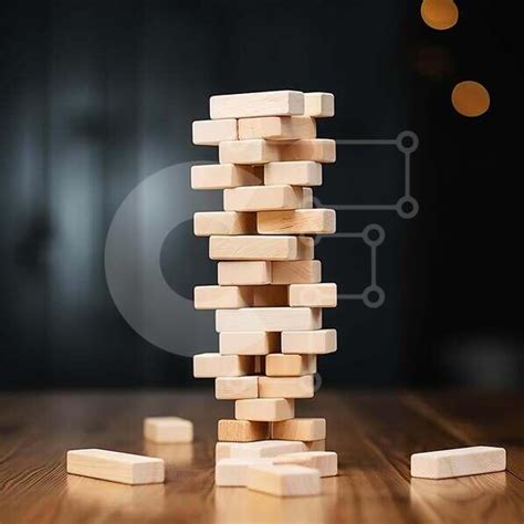 Impressive Wooden Domino Tower Stock Photo Creative Fabrica