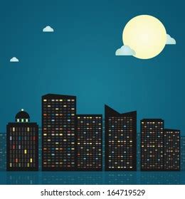 Night City Vector Illustration Dark Urban Stock Vector Royalty Free