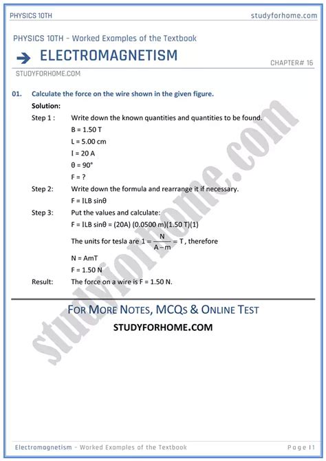 Electromagnetism Worked Examples Of The Textbook Physics Th