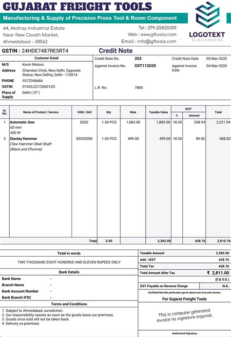 GST Credit Note Debit Note Format In India 100 Free GST Billing