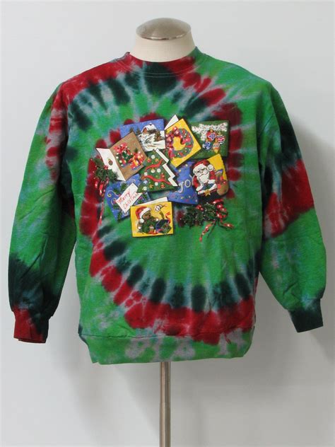 90s Tie Dyed Ugly Christmas Sweatshirt Late 80s Or Early 90s Authentic